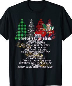 Jingle Bells Biden Smells Santa Plaid Tree Christmas Sweater Shirt