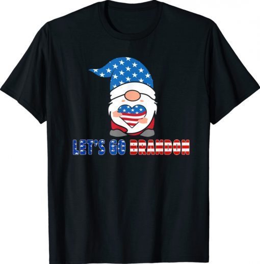 Gnome Let's Go Brandon US Flag Christmas Shirt