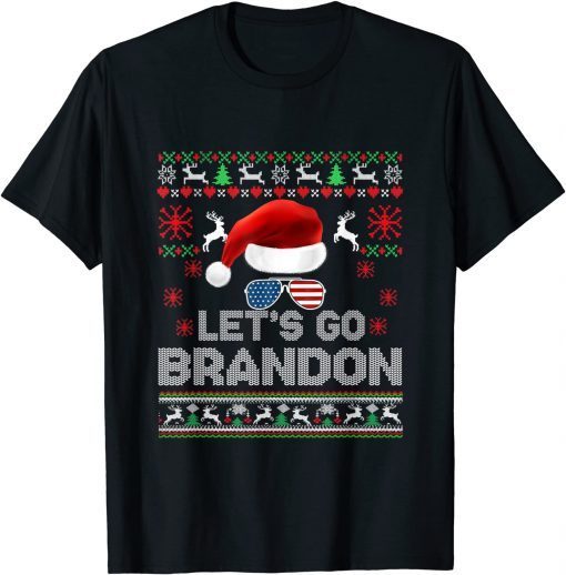 Funny Merry Christmas Let's go Branson Brandon Ugly Sweater Style T-Shirt