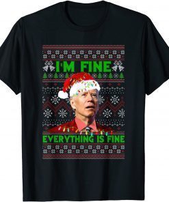 Funny Christmas Lights I'm Fine Everything Santa Joe Biden TShirt