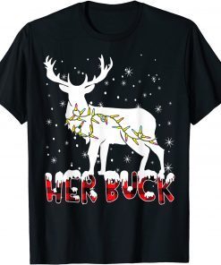 2022 Her Buck His Doe Reindeer Xmas Pajamas Matching Couples Fun T-Shirt