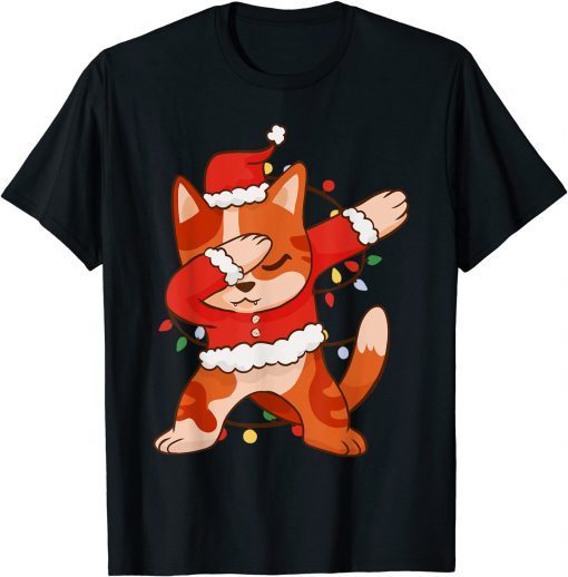 Dabbing Santa Claus Cat Christmas Dance Dab Wearing Xmas Kid Gift Tee Shirts