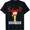 T-Shirt Reinbeer Santa Claus Reindeer Beer Funny Christmas Drinking