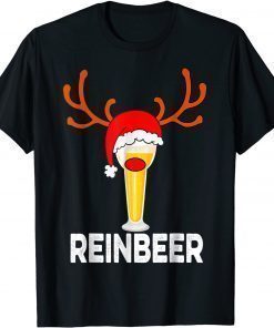 T-Shirt Reinbeer Santa Claus Reindeer Beer Funny Christmas Drinking