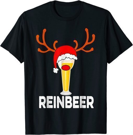 T-Shirt Reinbeer Santa Claus Reindeer Beer Funny Christmas Drinking