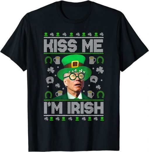 Kiss Me I'm Irish Joe Biden Leprechaun Ugly St Patrick's Day Tee Shirts