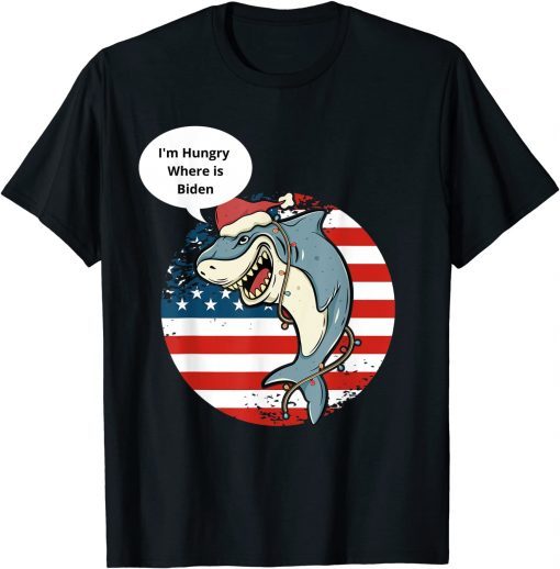 2022 Christmas shark, I'm hungry where is Biden funny Political Gift Tee Shirts
