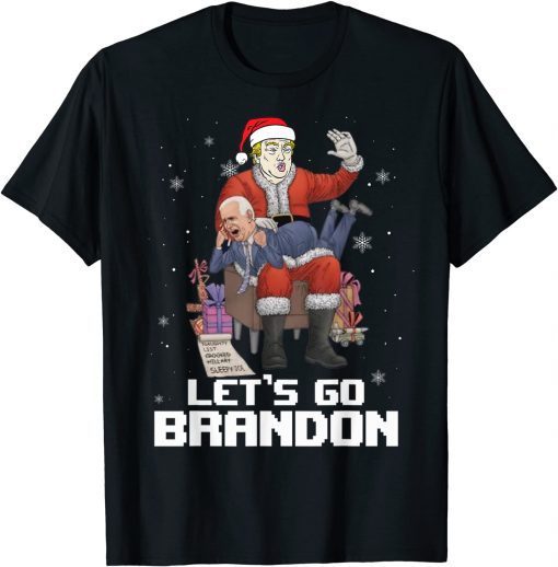 T-Shirt Santa Trump Pro Anti Biden Christmas Lets Go Branson Brandon