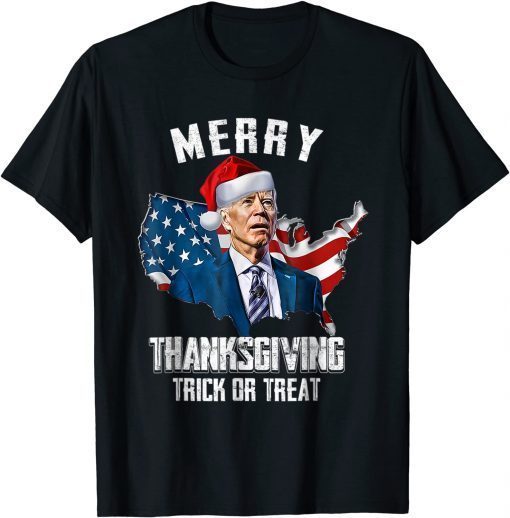 T-Shirt Joe Biden Merry Thanksgiving USA Flag Anti Biden