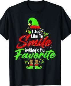 Smiling Is My Favorite Cute Christmas Elf Matching Family 2022 T-Shirt