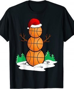 Basketball Snowman Balls Christmas Pajama For Men Boys Kid Gift Tee Shirt