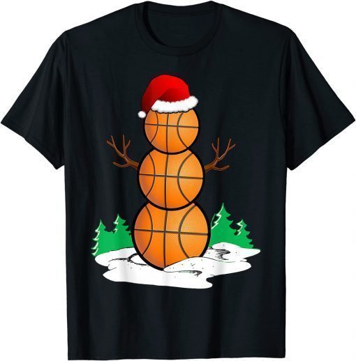 Basketball Snowman Balls Christmas Pajama For Men Boys Kid Gift Tee Shirt