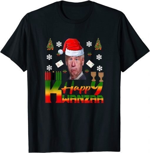 Funny Happy Kwanzaa Christmas Joe Biden Kinara Santa Gift TShirt