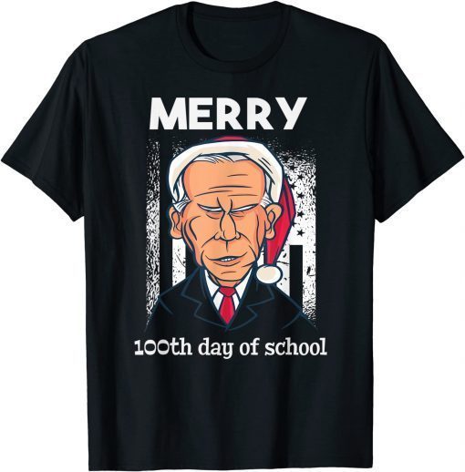Classic Santa Joe Biden Merry 100th day of school T-Shirt
