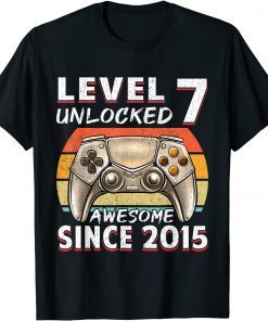 Funny Level 7 Unlocked Video Gamer 7 Years Old 7 Birthday Gifts T-Shirt