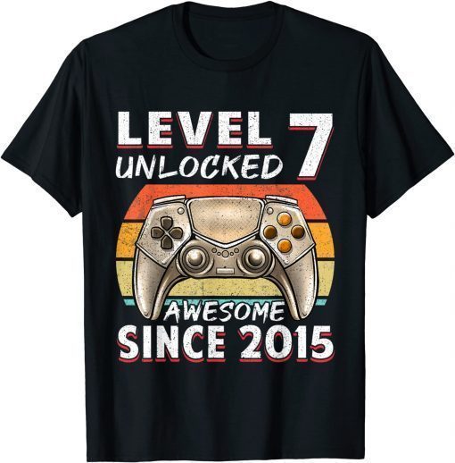 Funny Level 7 Unlocked Video Gamer 7 Years Old 7 Birthday Gifts T-Shirt