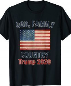 Tee Shirts God Family Country US Flag Trump 2022