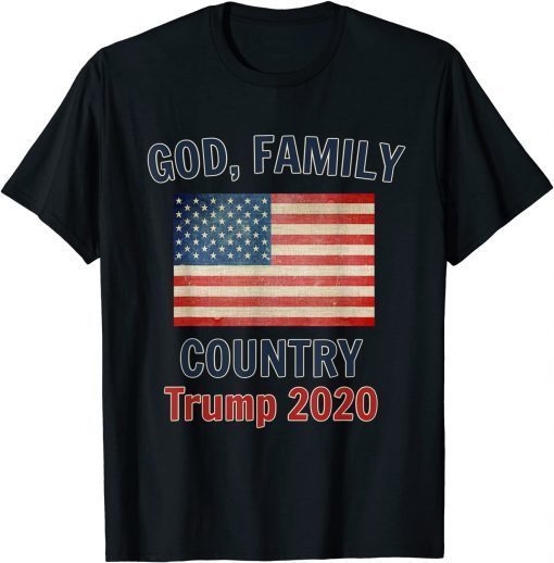 Tee Shirts God Family Country US Flag Trump 2022