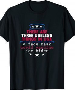 2022 Mens Useless Things Vaccine Biden Stars Grunge Distressed T-Shirt