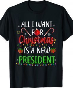 2022 All I Want For Christmas Is A New President Lights T-Shirt