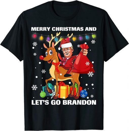 Funny Pro Trump Merry Christmas And Let's Go Branddon Brandon Noel T-Shirt