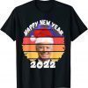T-Shirt Santa Joe Biden Happy New Year 2022 Christmas sanset retro