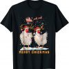 Merry Chickmas Chicken Christmas Ornament Lights Santa Hat Gift T-Shirt