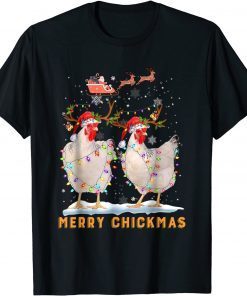 Merry Chickmas Chicken Christmas Ornament Lights Santa Hat Gift T-Shirt