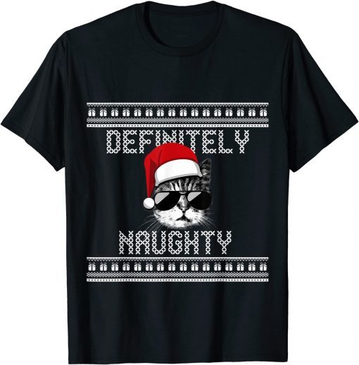 Classic Ugly Christmas Cat Lover Definitely Not Nice TShirt