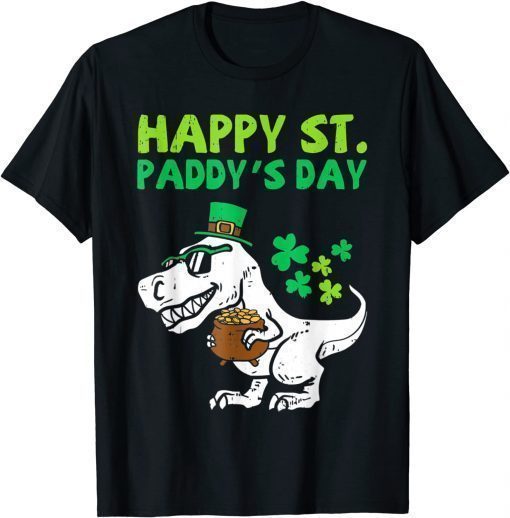 St. Paddys Day Leprechaun Trex Dino Toddler Boys Patricks 2022 TShirt