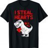 Funny Kids I Steal Hearts T Rex Dino Valentines Day Toddler Boys T-Shirt