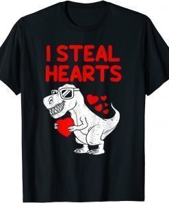 Funny Kids I Steal Hearts T Rex Dino Valentines Day Toddler Boys T-Shirt