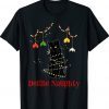 Define Naughty Black Cat Funny Christmas Lights Pajama Shirt