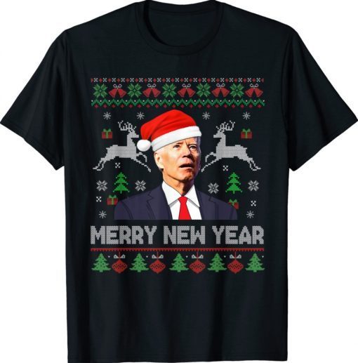 Santa Joe Biden Merry New Year Ugly Christmas Sweater S