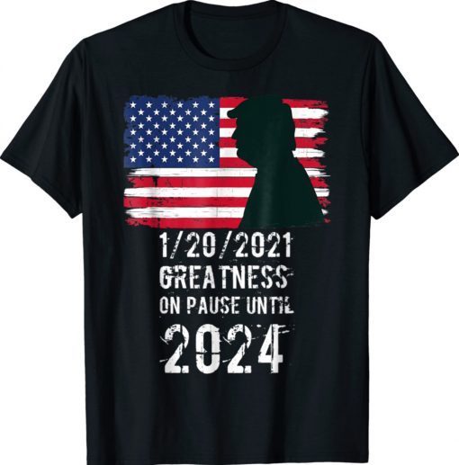 01/20/2021 Greatness On Pause Until 2024 Pro Trump USA Flag Shirt
