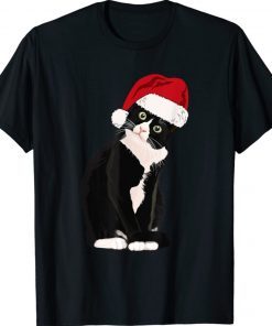 Tuxedo Cat Meow Christmas Cat Catmas Cute Tuxie Lover Shirt