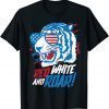 T-Shirt Red White And Roar Tiger 4th Of July USA American Flag Gift