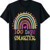 100th Day of School Teacher 100 Days Smarter Rainbow Shirt
