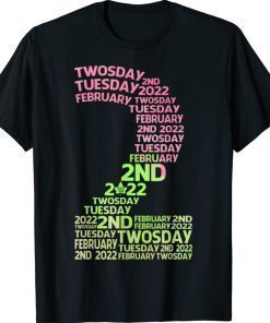 22nd Feb 2022 Pink with Green Cute Print 2-22-22 Twosday Shirt