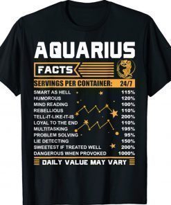 Aquarius Facts Zodiac Funny Aquarius Birthday Shirt