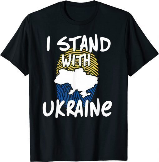 T-Shirt I Stand With Ukraine Flag American Flag Support Ukraine