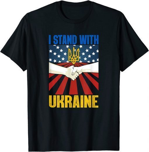 2022 Support I Stand With Ukraine American Ukrainian Flag vintage T-Shirt