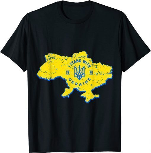 Classic I Stand With Ukraine Ukrainian Map Shirts