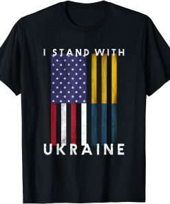 I Stand With Ukraine Ukrainian Lover Vintage Flag 2022 T-Shirt