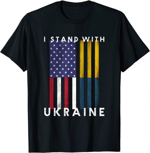 I Stand With Ukraine Ukrainian Lover Vintage Flag 2022 T-Shirt