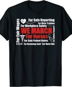 Funny We March For Nurses Million Nurse March Women Power Nurse T-Shirt