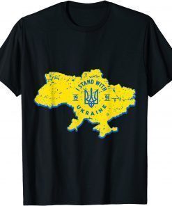 2022 I Stand With Ukraine Ukrainian Map T-Shirt