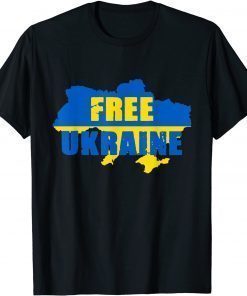 T-Shirt Free Ukraine Ukrainian Flag Ukraine Map I Stand With Ukraine 2022