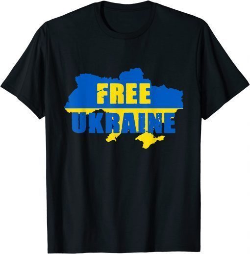 T-Shirt Free Ukraine Ukrainian Flag Ukraine Map I Stand With Ukraine 2022