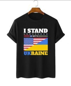 Funny I Stand With Ukraine USA Flag ,Support Ukraine Save Ukraine T-Shirt